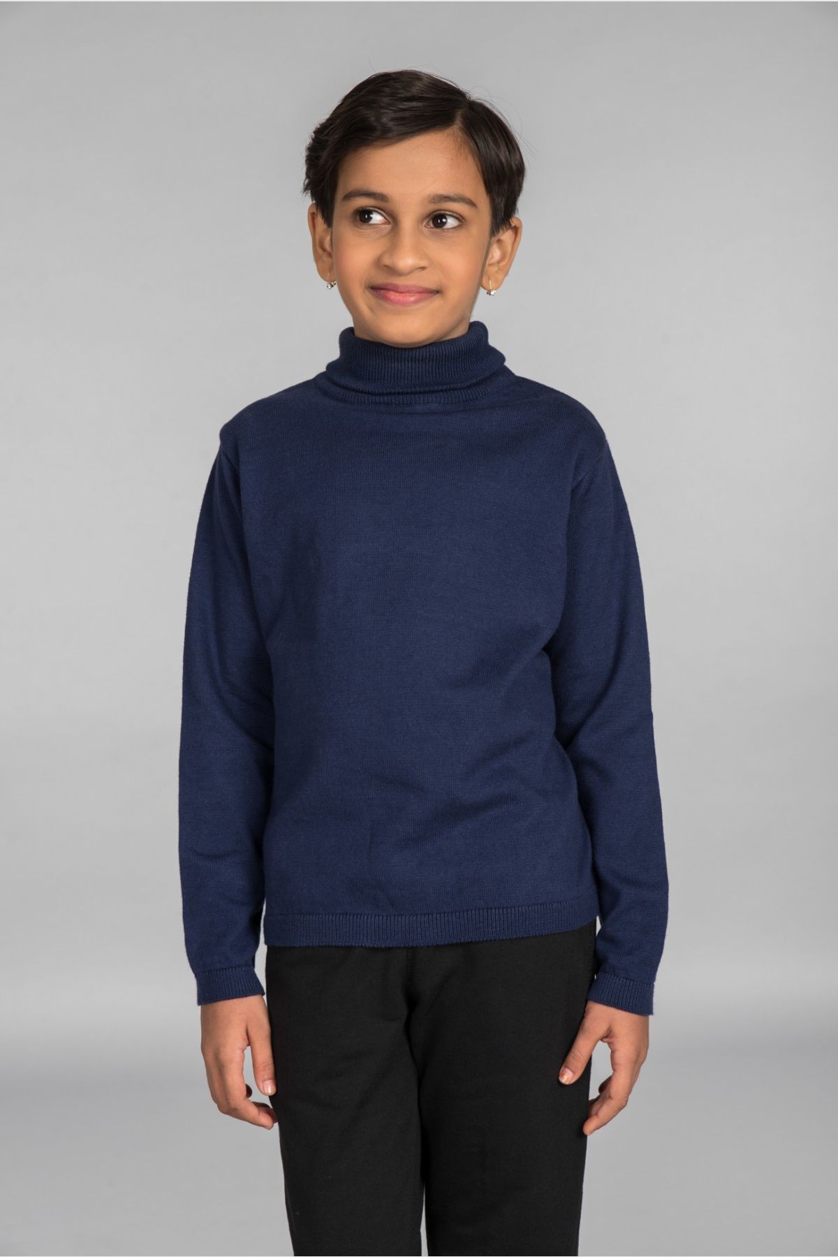 Buy High Neck Cotton Pullover for Girls Navy Sweaters for Girls ...